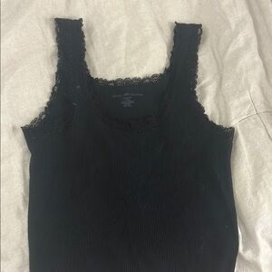 Black Lace Trim Tank Top